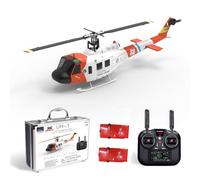 Kidaromo F07S UH-1 Huey RC elicottero, 1/34 2.4GHz 6CH Brushless Flybarless elicottero telecomando con posizionamento GPS e LED, aereo RC a trazione diretta per adulti-livrea bianca di salvataggio