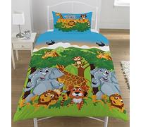 KidCollection Set Copripiumino Reversibile per Letto Singolo/Matrimoniale, Motivo: Amici della Giungla