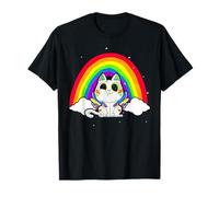 Kidcore Aesthetic Gatto sulla Nuvola dell'arcobaleno Maglietta