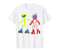 Kidcore Estetica Alien e Astronauta Doodle Alt-Indie Maglietta