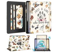 Kidcube Custodia a libro per Samsung Galaxy Tab A9 Plus da 11 pollici, per donne, ragazze e bambini, con supporto rotante e porta matite e slot per carte, design con cani dei cartoni animati Kawaii