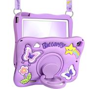 Kidcube Custodia per iPad Mini 4, custodia per iPad Mini 5 2015/2019 - Ragazze carine Kawaii Girly 3D viola farfalla design cover con supporto rotante e cinturino in silicone Teen per iPad Mini 4a/5a