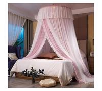 KiddiBubzi 1 Set Princess Bed Curtain Double Layer Round Dome Ceiling Hanging Soft Sheer Mesh Lace Girl Bedroom Bed Canopy Net Home Supplie(Blue,M)