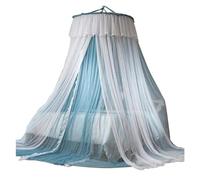 KiddiBubzi 1 Set Princess Bed Curtain Double Layer Round Dome Ceiling Hanging Soft Sheer Mesh Lace Girl Bedroom Bed Canopy Net Home Supplie(Blue,L)