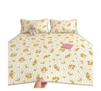 KiddiBubzi Breathable Latex Cooling Mat For Summer Cool Feeling Skin Friendly Floral Mattress Pad Single Double Size Anti Slip Bed Set(Khaki1,90x200cm)