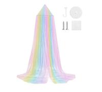KiddiBubzi Single Door Bed Canopy Rainbow Color Mesh Net Breathable Fully Enclosed Bed Canopy Bed Cover Curtain Home Decor(S)