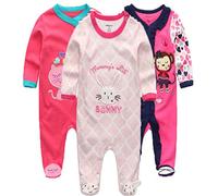 Kiddiezoom Pigiama unisex per bambini, in cotone, confezione da 3, Design7, 6-9 Monate