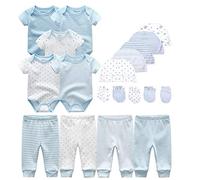 Kiddiezoom - Set di vestiti per bambini, body, pantaloni, cappellini e guantini antigraffio in cotone, 3-6 Mesi