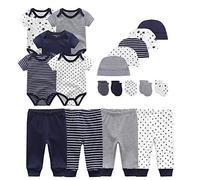 Kiddiezoom - Set di vestiti per bambini, body, pantaloni, cappellini e guantini antigraffio in cotone, 6-9 Mesi
