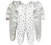Kiddiezoom - Tutina aderente da neonato, con piedi, in cotone, a maniche lunghe, 9-12 Months