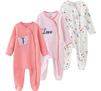 Kiddiezoom - Tutine per bambini e bambine, confezione da 3, Arancione/Rosso, 3-6 mesi