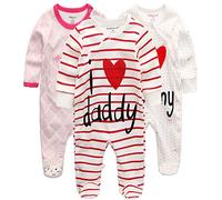 Kiddiezoom - Tutine per bambini e bambine, confezione da 3, Colore: rosa., 3-6 mesi