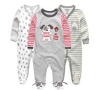 Kiddiezoom - Tutine per bambini e bambine, confezione da 3, Elephant / Bear / Star, 9-12 mesi