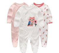 Kiddiezoom - Tutine per bambini e bambine, confezione da 3, Little Fox, 6-9 Mesi
