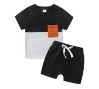 KIDDLETOWN 2Pz Completo Bambino Neonato Set Completini Neonato Maglietta A Maniche Corte con Pantaloncini Elastici In Vita Abbigliamento Neonato 3-24 Mes
