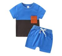 KIDDLETOWN Completini Gentiluomo da Bimbo T-shirt e Pantaloncini Corte Maglietta Estiva Colore di Contrasto + Pantaloncini Elastici BambinoAbbigliamento Neonato 3-24 Mesi
