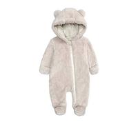 KIDDLETOWN Tutina da neve per neonati, invernale, con cappuccio, in pile, con cerniera, per bambini da 0 a 12 mesi, Beige, 9-12 Months