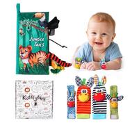 Kiddlybby - Cofanetto Sensoriale Neonato 0-12 Mesi con Libro attività in Stoffa e Sonagli - Giocattolo Educativo Montessori per Bambino o Bambina - Regalo Baby Shower