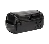 Kiddo Sky Borsa da Toilette in Pelle Personalizzata per Uomo Iniziali del Nome Incise, Resistente All'acqua, Regali Personalizzati per Testimoni dello Sposo Papà Marito Festa del Papà (Nero)