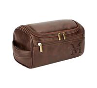 Kiddo Sky Borsa da Toilette in Pelle Personalizzata per Uomo Iniziali del Nome Incise, Resistente All'acqua, Regali Personalizzati per Testimoni dello Sposo Papà Marito Festa del Papà (Caffè scuro)