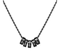 Kiddo Sky Collana con Nome da Uomo Personalizzata 2/3/4/5/6 Perline con Ciondolo 22 Pollici Nero/Oro/Argento Collana a Catena in Acciaio Inossidabile Anniversario Relazione Gioielli Regalo (5 Nomi)