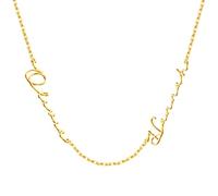 Kiddo Sky Collana con Nome Personalizzata con Catena Barbazzale, Targhetta Placcata in Oro 18 Carati, Regalo di Gioielli Personalizzato Donna Mamma Moglie Adolescenti Figlia (Collana con 2 Nomi)