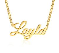 Kiddo Sky Collana con Nome Personalizzata con Catena Barbazzale, Targhetta Placcata in Oro 18 Carati, Regalo di Gioielli Personalizzato Donna Mamma Moglie Adolescenti Figlia (Collana con 1 Nome)