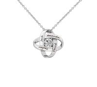 Kiddo Sky Collana Eterna Personalizzata per Lei, con Incisione Fino a 4 Nomi, Collana con Nodo D'amore in Argento Sterling 925 con Zirconi Cubici, Regali per la Festa della Mamma (Argento)