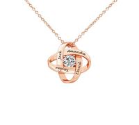 Kiddo Sky Collana Eterna Personalizzata per Lei, con Incisione Fino a 4 Nomi, Collana con Nodo D'amore in Argento Sterling 925 con Zirconi Cubici, Regali per la Festa della Mamma (Oro rosa)
