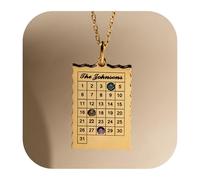 Kiddo Sky Collana Famiglia Incisa, Collana con Nome Pietra Portafortuna del Calendario, Ciondolo Pendente Placcato Oro 18 Carati, Gioielli Personalizzati per Donne, Regali per la Mamma, la Nonna