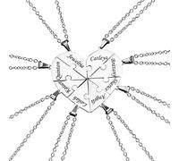 Kiddo Sky Set di Collane con Puzzle a Forma di Cuore in Argento Sterling Personalizzato - Nome Personalizzato 2/3/4/5/6/7/8 Pezzi BFF e Gioielli di Famiglia con Incisione - Argento