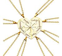 Kiddo Sky Set di Collane con Puzzle a Forma di Cuore in Argento Sterling Personalizzato - Nome Personalizzato 2/3/4/5/6/7/8 Pezzi BFF e Gioielli di Famiglia con Incisione - Oro