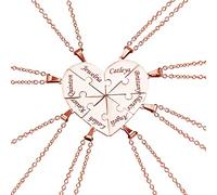 Kiddo Sky Set di Collane con Puzzle a Forma di Cuore in Argento Sterling Personalizzato - Nome Personalizzato 2/3/4/5/6/7/8 Pezzi BFF e Gioielli di Famiglia con Incisione - Oro rosa