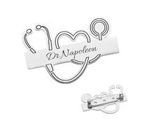 Kiddo Sky Spilla Personalizzata con Nome Spilla con Nome Placcata in Oro 18K Etichetta Identificativa Regalo per la Settimana Degli Infermieri per Dottore, Assistente Medico, Infermiere (Argento)