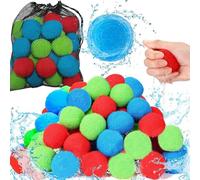 Kiddospace Reusable Water Sponge Balls, 2025 New Reusable Summer Water Sponge Balls Pool Toys, Sponges Water Ball, Safe& Soft, for Pool Party, Fun Lawn, Beach, Backyard Games (3 Colors(60 pcs))