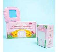 kiddospace Schede Uditive - Flashcard Audio Educativi per Bambini dai 3 Anni in su -224 Schede Interattive per L'apprendimento - Giocattoli Montessori e Regali di Compleanno - Italiano (Rosa)
