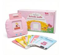kiddospace Schede Uditive - Flashcard Audio Educativi per Bambini dai 3 Anni in su -224 Schede Interattive per L'apprendimento - Giocattoli Montessori e Regali di Compleanno - Italiano (Rosa)
