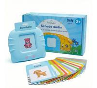 kiddospace Schede Uditive - Flashcard Audio Educativi per Bambini dai 3 Anni in su -224 Schede Interattive per L'apprendimento - Giocattoli Montessori e Regali di Compleanno - Italiano (Blu)