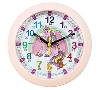 Kiddus Orologio da Parete Bambini per Imparare l'Ora, Orologio Educativo 20cm con Lancette Scritte Ora e Minuto per Bimbo e Bimba, Silenzioso per Cameretta e Studio, Sistema Pedagogico Numeri Grandi