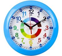 Kiddus Orologio da Parete Bambini per Imparare l'Ora, Orologio Educativo 20cm con Lancette Scritte Ora e Minuto per Bimbo e Bimba, Silenzioso per Cameretta e Studio, Sistema Pedagogico Numeri Grandi