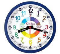 Kiddus Orologio da Parete Bambini per Imparare l'Ora, Orologio Educativo 20cm con Lancette Scritte Ora e Minuto per Bimbo e Bimba, Silenzioso per Cameretta e Studio, Sistema Pedagogico Numeri Grandi