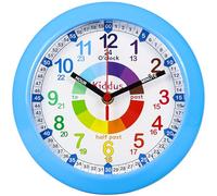 Kiddus Orologio da Parete Bambini per Imparare l'Ora, Orologio Educativo 20cm con Lancette Scritte Ora e Minuto per Bimbo e Bimba, Silenzioso per Cameretta e Studio, Sistema Pedagogico Numeri Grandi