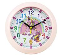 Kiddus Orologio da Parete Bambini per Imparare l'Ora, Orologio Educativo 20cm con Lancette Scritte Ora e Minuto per Bimbo e Bimba, Silenzioso per Cameretta e Studio, Sistema Pedagogico Numeri Grandi