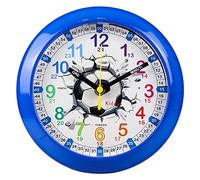 Kiddus Orologio da Parete Bambini per Imparare l'Ora, Orologio Educativo 20cm con Lancette Scritte Ora e Minuto per Bimbo e Bimba, Silenzioso per Cameretta e Studio, Sistema Pedagogico Numeri Grandi