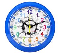 Kiddus Orologio da Parete Bambini per Imparare l'Ora, Orologio Educativo 20cm con Lancette Scritte Ora e Minuto per Bimbo e Bimba, Silenzioso per Cameretta e Studio, Sistema Pedagogico Numeri Grandi