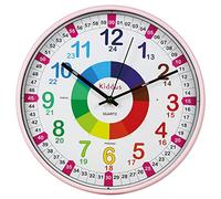 Kiddus Orologio da Parete Bambini per Imparare l'Ora, Orologio Educativo 30cm con Lancette Scritte Ora e Minuto, Decorazione Cameretta Bimbo e Bimba, Silenzioso, Pedagogico Colorati per Scuola e Casa