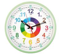 Kiddus Orologio da Parete Bambini per Imparare l'Ora, Orologio Educativo 30cm con Lancette Scritte Ora e Minuto, Decorazione Cameretta Bimbo e Bimba, Silenzioso, Pedagogico Colorati per Scuola e Casa