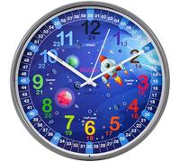 Kiddus Orologio da Parete Bambini per Imparare l'Ora, Orologio Educativo 30cm con Lancette Scritte Ora e Minuto, Decorazione Cameretta Bimbo e Bimba, Silenzioso, Pedagogico Colorati per Scuola e Casa