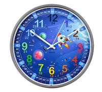 Kiddus Orologio da Parete Bambini per Imparare l'Ora, Orologio Educativo 30cm con Lancette Scritte Ora e Minuto, Decorazione Cameretta Bimbo e Bimba, Silenzioso, Pedagogico Colorati per Scuola e Casa