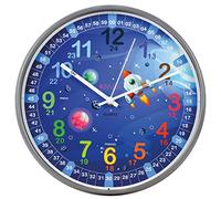 Kiddus Orologio da Parete Bambini per Imparare l'Ora, Orologio Educativo 30cm con Lancette Scritte Ora e Minuto, Decorazione Cameretta Bimbo e Bimba, Silenzioso, Pedagogico Colorati per Scuola e Casa